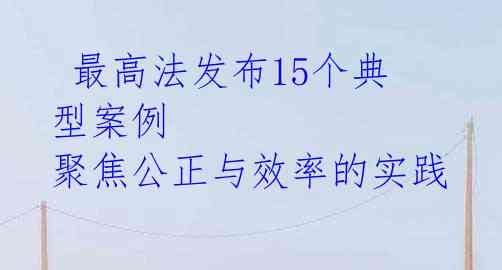  最高法发布15个典型案例 聚焦公正与效率的实践