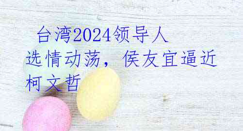  台湾2024领导人选情动荡，侯友宜逼近柯文哲