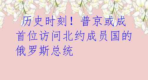  历史时刻！普京或成首位访问北约成员国的俄罗斯总统