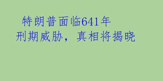  特朗普面临641年刑期威胁，真相将揭晓