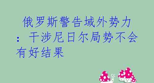  俄罗斯警告域外势力：干涉尼日尔局势不会有好结果