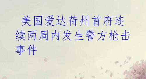  美国爱达荷州首府连续两周内发生警方枪击事件