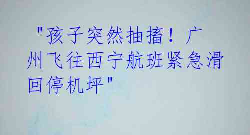  "孩子突然抽搐！广州飞往西宁航班紧急滑回停机坪"