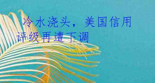  冷水浇头，美国信用评级再遭下调