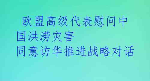  欧盟高级代表慰问中国洪涝灾害 同意访华推进战略对话