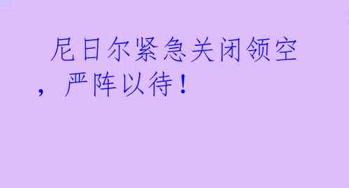  尼日尔紧急关闭领空，严阵以待！