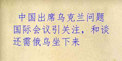  中国出席乌克兰问题国际会议引关注，和谈还需俄乌坐下来