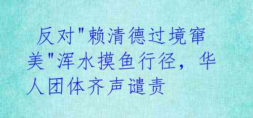  反对"赖清德过境窜美"浑水摸鱼行径，华人团体齐声谴责