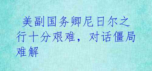  美副国务卿尼日尔之行十分艰难，对话僵局难解