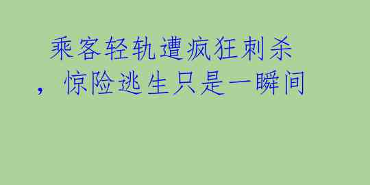  乘客轻轨遭疯狂刺杀，惊险逃生只是一瞬间