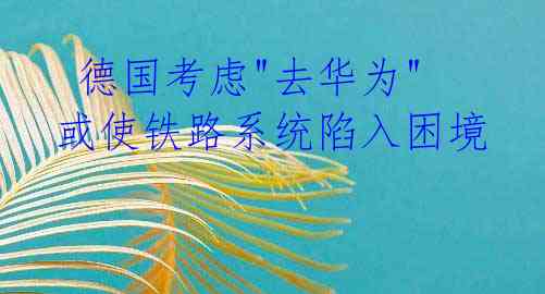  德国考虑"去华为"或使铁路系统陷入困境