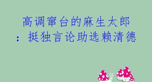  高调窜台的麻生太郎：挺独言论助选赖清德