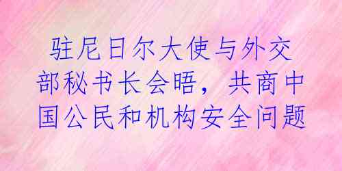  驻尼日尔大使与外交部秘书长会晤，共商中国公民和机构安全问题