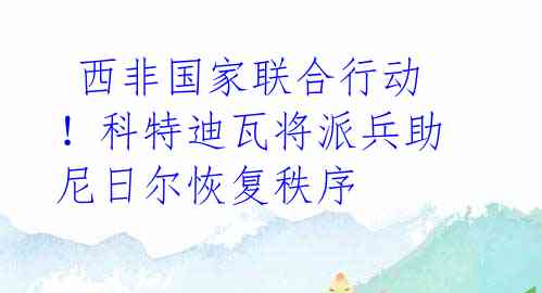  西非国家联合行动！科特迪瓦将派兵助尼日尔恢复秩序