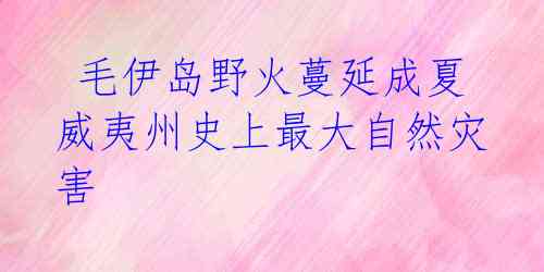  毛伊岛野火蔓延成夏威夷州史上最大自然灾害