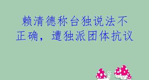  赖清德称台独说法不正确，遭独派团体抗议