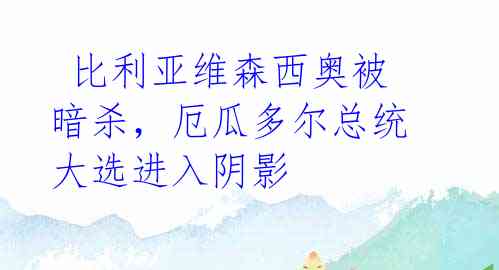  比利亚维森西奥被暗杀，厄瓜多尔总统大选进入阴影