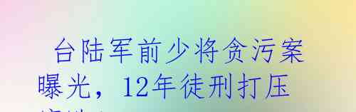  台陆军前少将贪污案曝光，12年徒刑打压腐败！