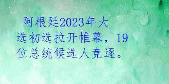  阿根廷2023年大选初选拉开帷幕，19位总统候选人竞逐。