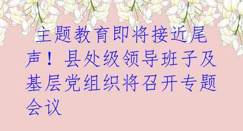  主题教育即将接近尾声！县处级领导班子及基层党组织将召开专题会议