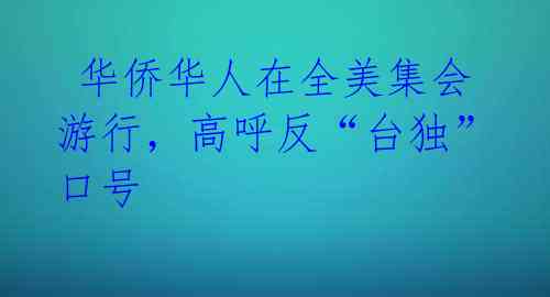  华侨华人在全美集会游行，高呼反“台独”口号