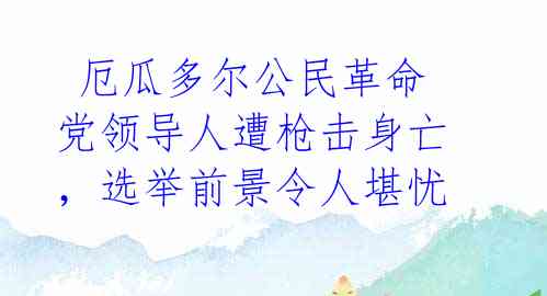  厄瓜多尔公民革命党领导人遭枪击身亡，选举前景令人堪忧