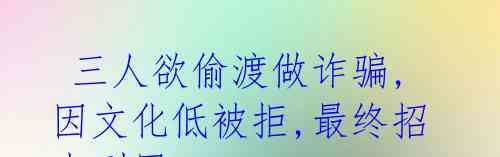  三人欲偷渡做诈骗,因文化低被拒,最终招来刑罚