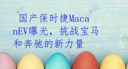  国产保时捷MacanEV曝光，挑战宝马和奔驰的新力量