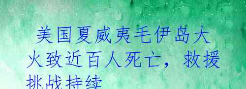  美国夏威夷毛伊岛大火致近百人死亡，救援挑战持续