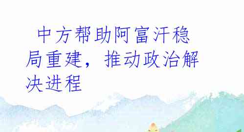  中方帮助阿富汗稳局重建，推动政治解决进程