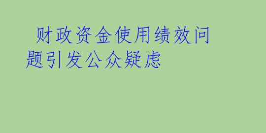  财政资金使用绩效问题引发公众疑虑