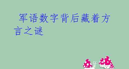  军语数字背后藏着方言之谜