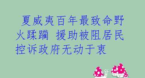  夏威夷百年最致命野火蹂躏 援助被阻居民控诉政府无动于衷