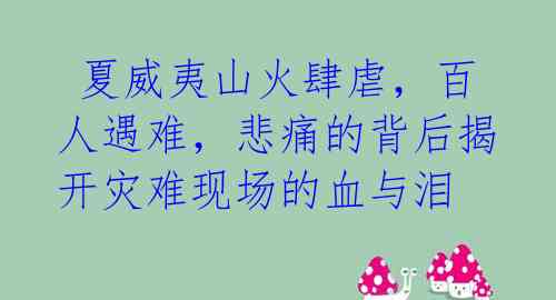  夏威夷山火肆虐，百人遇难，悲痛的背后揭开灾难现场的血与泪