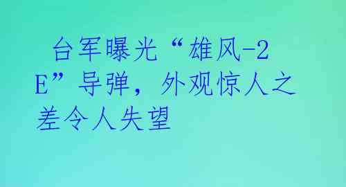  台军曝光“雄风-2E”导弹，外观惊人之差令人失望