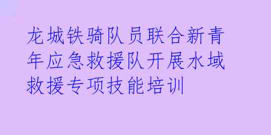 龙城铁骑队员联合新青年应急救援队开展水域救援专项技能培训