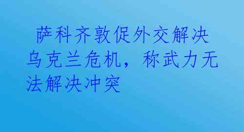  萨科齐敦促外交解决乌克兰危机，称武力无法解决冲突