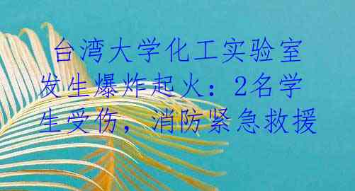  台湾大学化工实验室发生爆炸起火：2名学生受伤，消防紧急救援