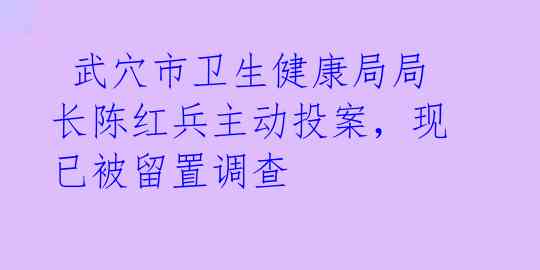  武穴市卫生健康局局长陈红兵主动投案，现已被留置调查