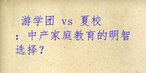  游学团 vs 夏校：中产家庭教育的明智选择？