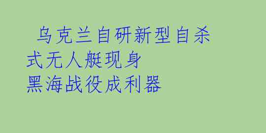  乌克兰自研新型自杀式无人艇现身 黑海战役成利器