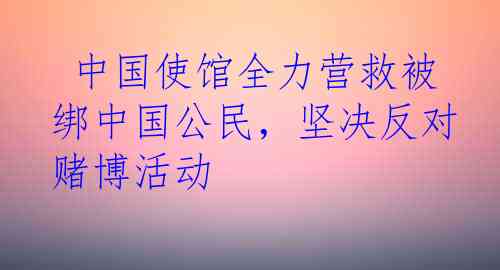  中国使馆全力营救被绑中国公民，坚决反对赌博活动