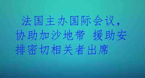  法国主办国际会议，协助加沙地带 援助安排密切相关者出席