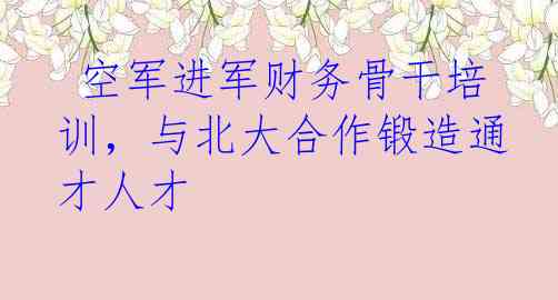  空军进军财务骨干培训，与北大合作锻造通才人才