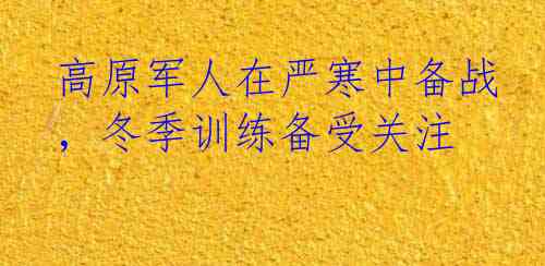 高原军人在严寒中备战，冬季训练备受关注