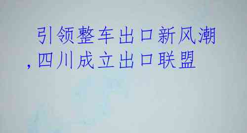  引领整车出口新风潮,四川成立出口联盟