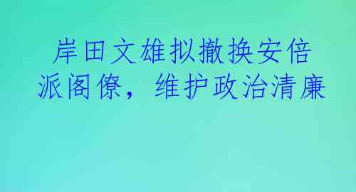  岸田文雄拟撤换安倍派阁僚，维护政治清廉