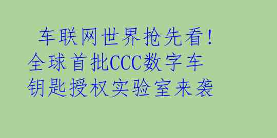  车联网世界抢先看!全球首批CCC数字车钥匙授权实验室来袭