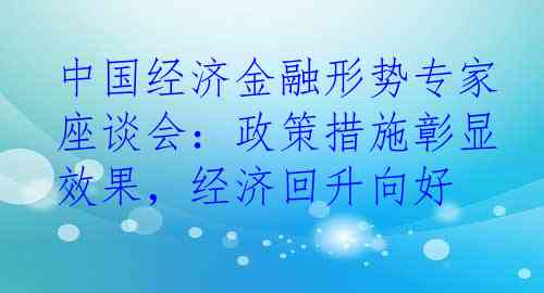 中国经济金融形势专家座谈会：政策措施彰显效果，经济回升向好