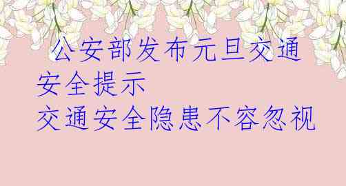  公安部发布元旦交通安全提示 交通安全隐患不容忽视